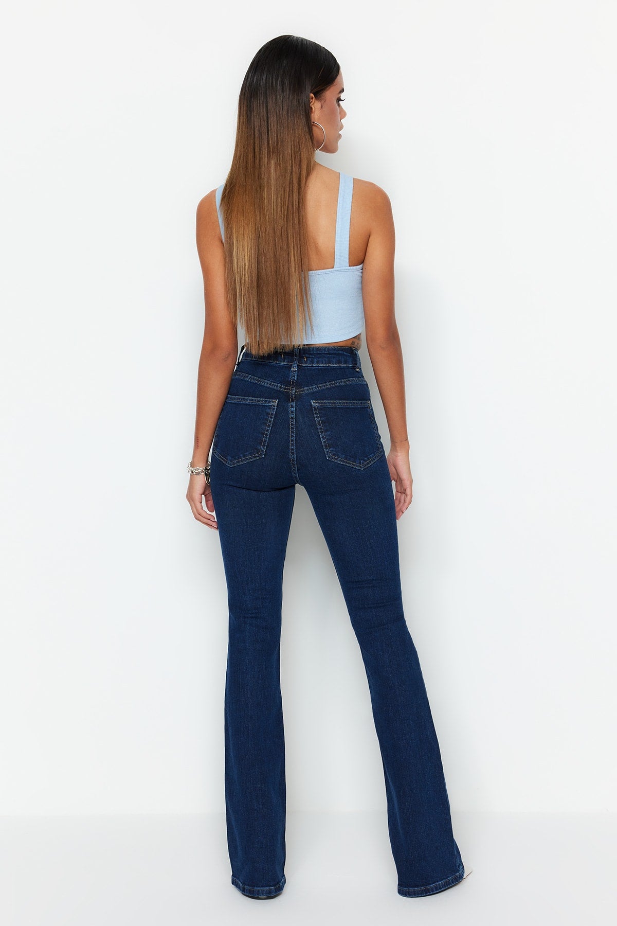 Trendyolmilla Mavi*002 Süper Yüksek Bel Comfort/Esnek Flare Jeans TWOSS23JE00064