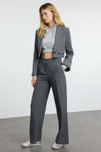 Trendyolmilla Bej Wide Leg Geniş Paça Pileli Dokuma Pantolon TWOAW25PL00105