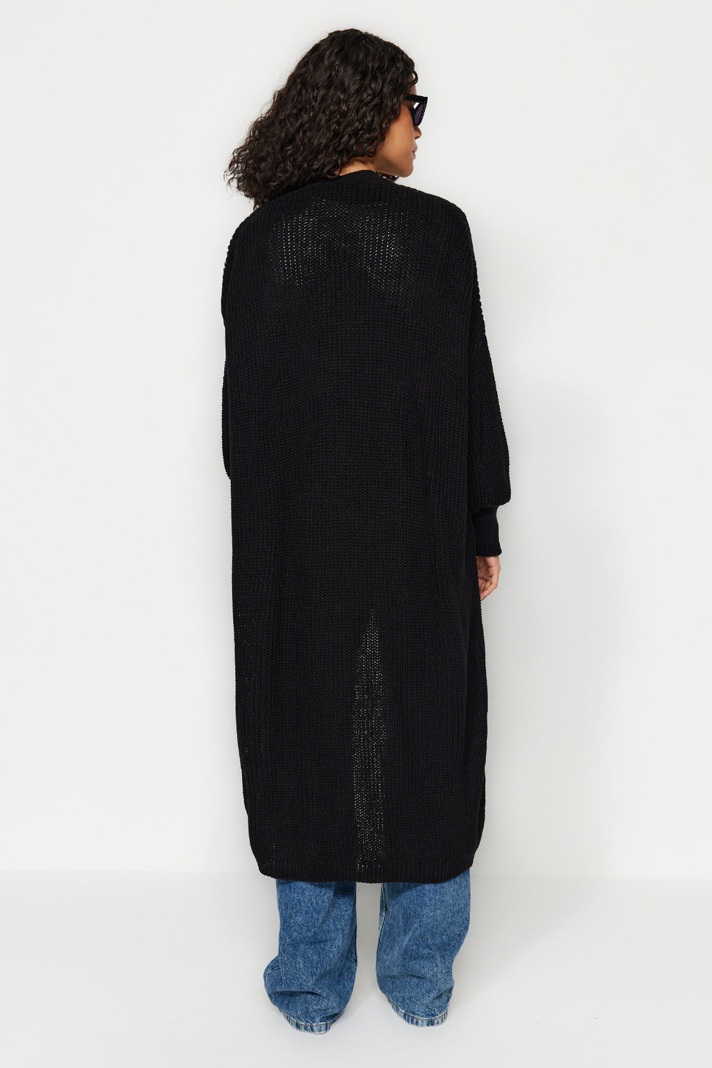Siyah Maxi Basic Geniş Kalıp Triko Hırka TWOAW24HI00096