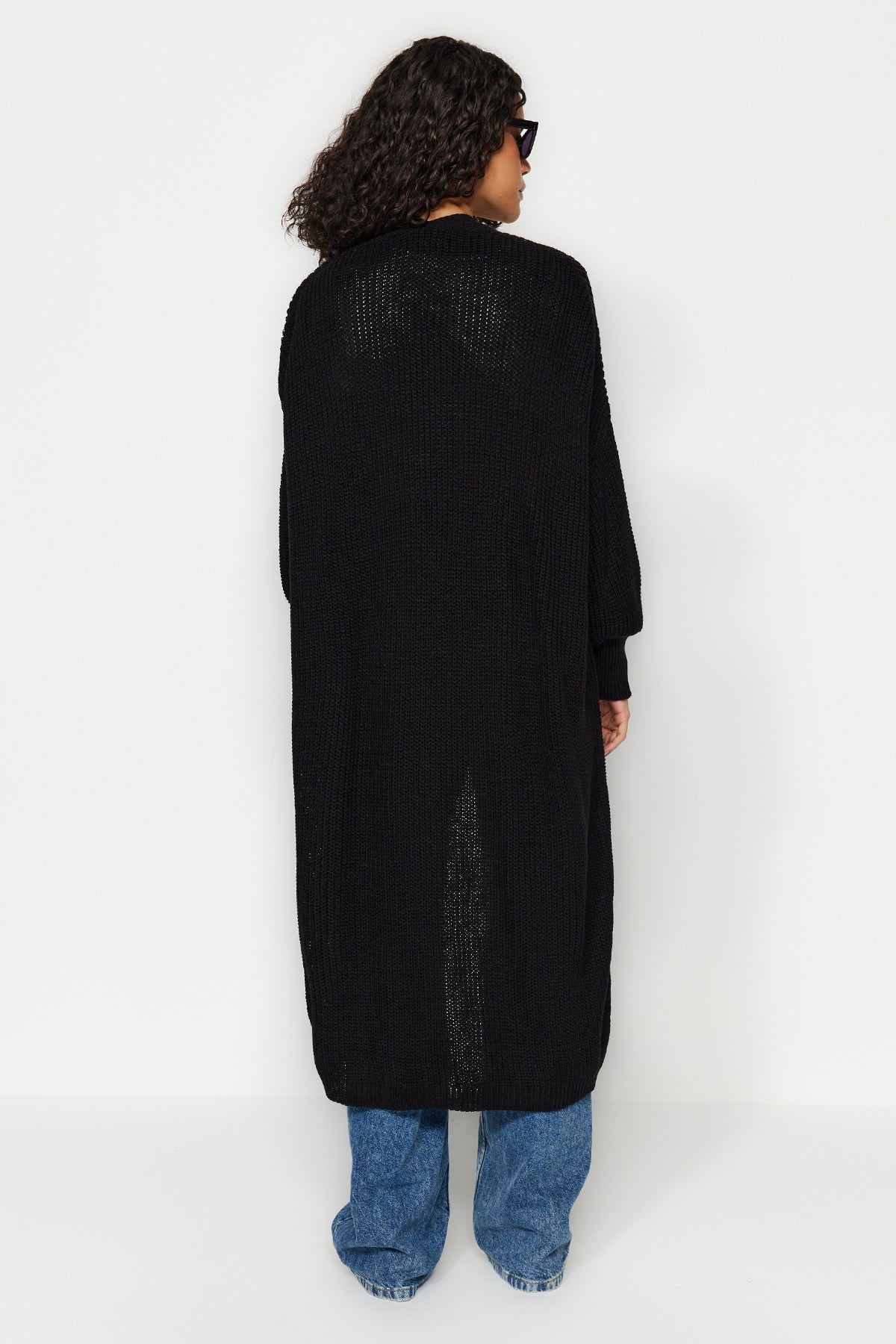 Siyah Maxi Basic Geniş Kalıp Triko Hırka TWOAW24HI00096