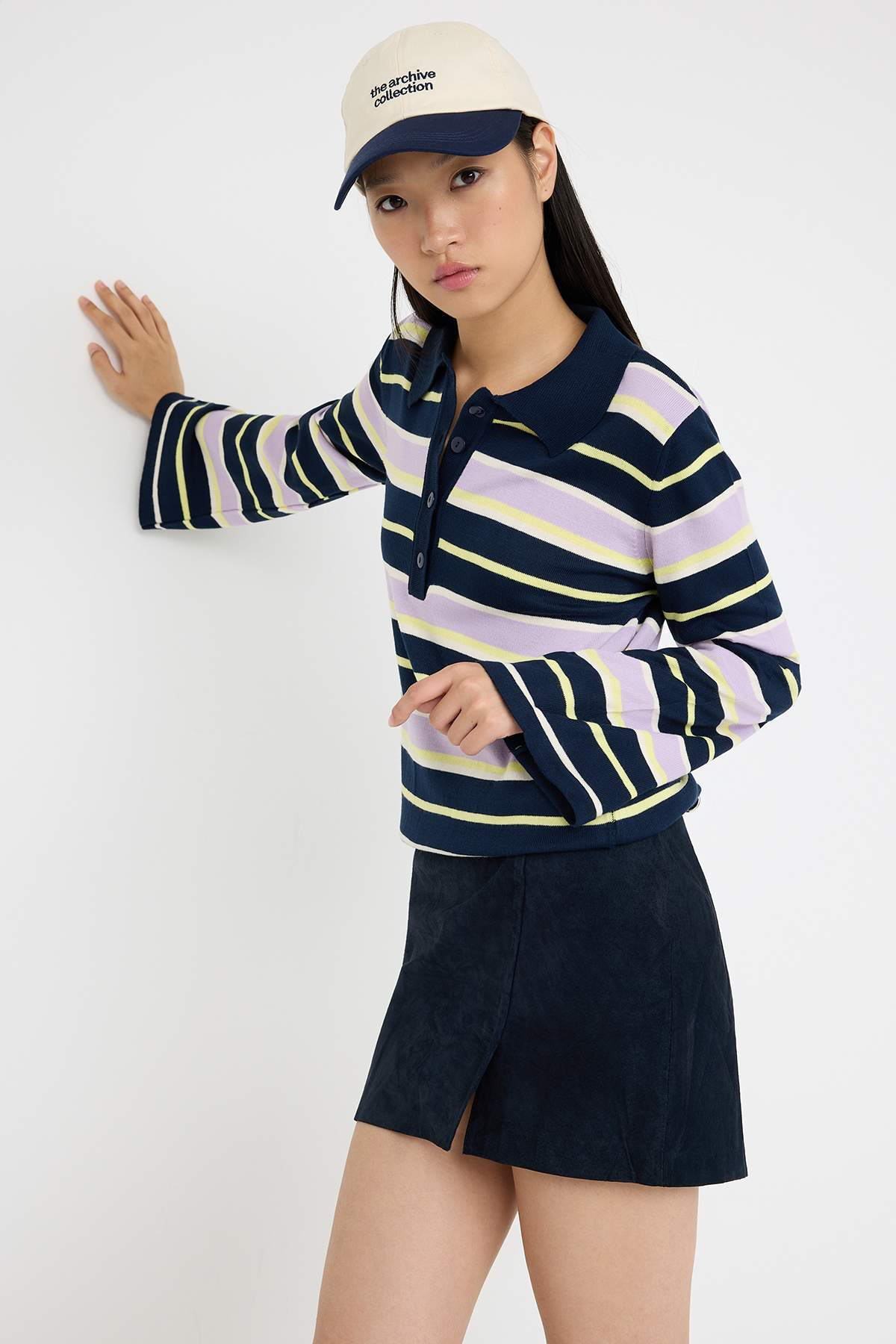 Trendyolmilla Teen Siyah*001 Polo Yaka Düz Triko Kazak TWOAW26KZ00121