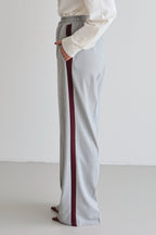 Trendyolmilla Siyah Bordo Çizgili Beli Lastikli Wideleg/Geniş Paça  Dokuma Pantolon TWOAW26PL00174