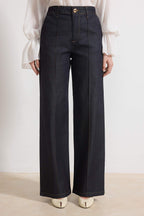 Koyu Mavi Dikiş Detaylı Yüksek Bel Ekstra Esnek Wide Leg Jeans TWOSS26JE00053