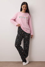 Trendyolmilla Beyaz %100 Pamuklu Kurdele/Fiyonklu ve Puantiyeli Örme Pijama Takımı THMAW26PT00053