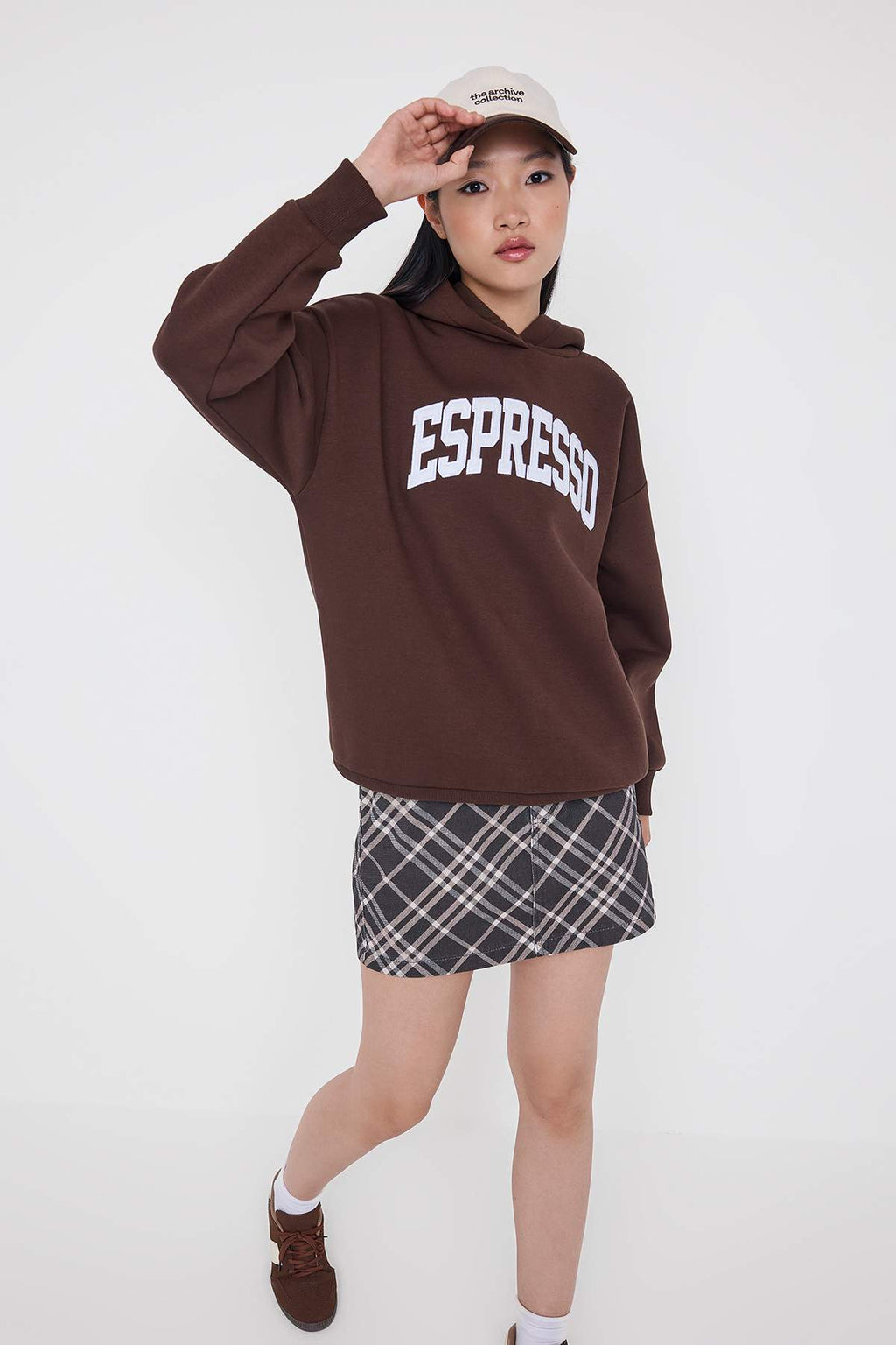 Teen Koyu Kahverengi Oversize/Geniş Kalıp Nakışlı Örme Sweatshirt TWOAW26SW00157