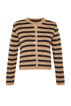 Trendyolmilla Ekru Yumuşak Dokulu Çizgili Fitted Triko Hırka TWOAW24HI00040