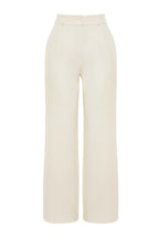 Trendyolmilla Ekru Yüksek Bel Wide Leg/Geniş Paça Pilili Dokuma Kumaş Pantolon TWOAW21PL0076