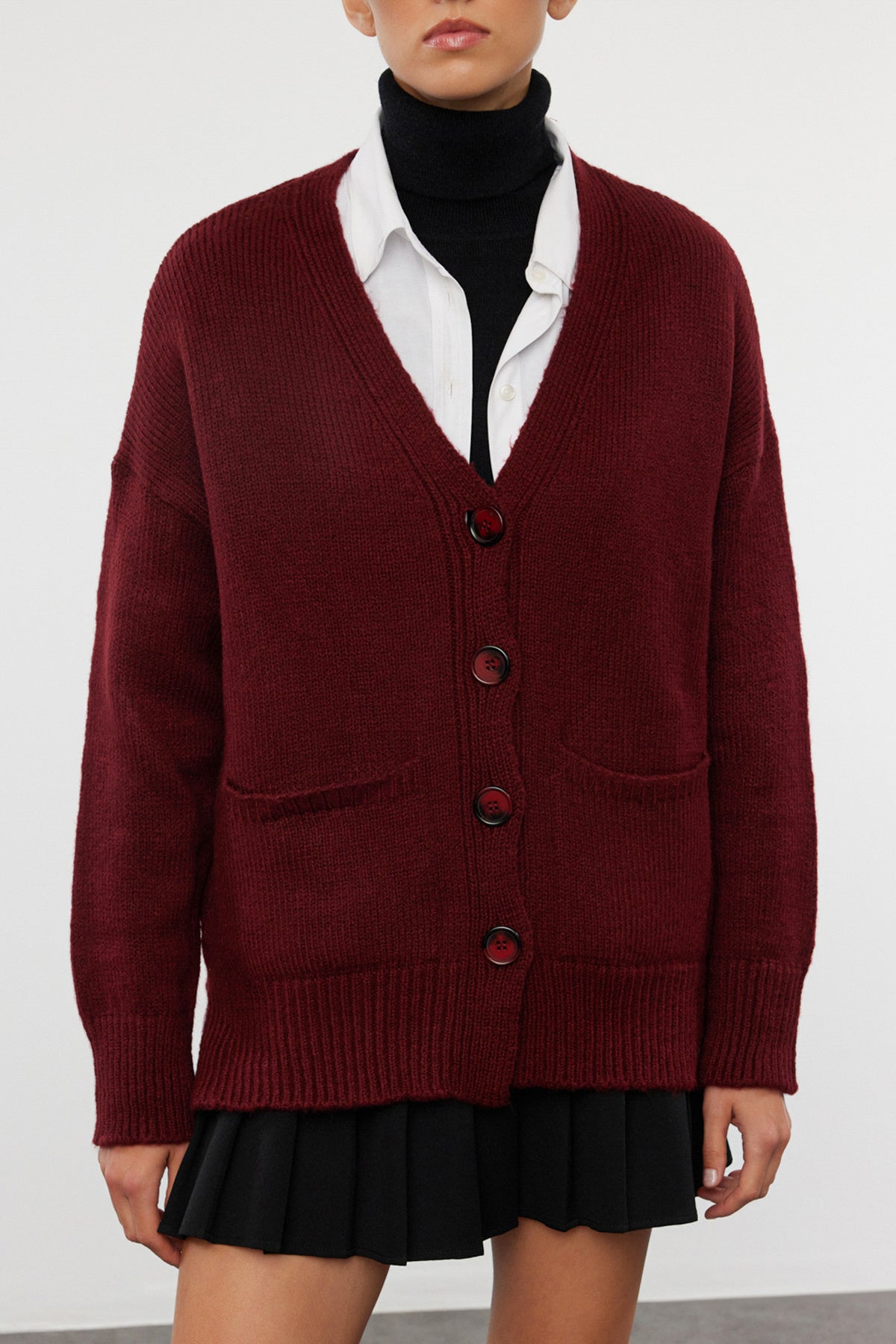Trendyolmilla Bordo Basic Yumuşak Dokulu Triko Hırka TWOAW20HI0213