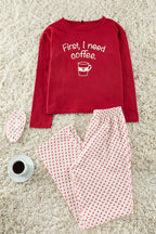 Trendyolmilla Kırmızı Pamuklu Kalpli Slogan Baskılı Uyku Bantlı Örme Pijama Takımı THMAW25PT00223