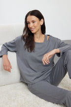 Gri Melanj 3'lü Paket Örme Pijama Takımı THMAW25PT00006