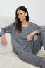 Gri Melanj 3'lü Paket Örme Pijama Takımı THMAW25PT00006