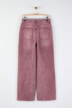Trendyolmilla Gül Kurusu Normal Bel Wide Leg Jeans TWOSS24JE00011