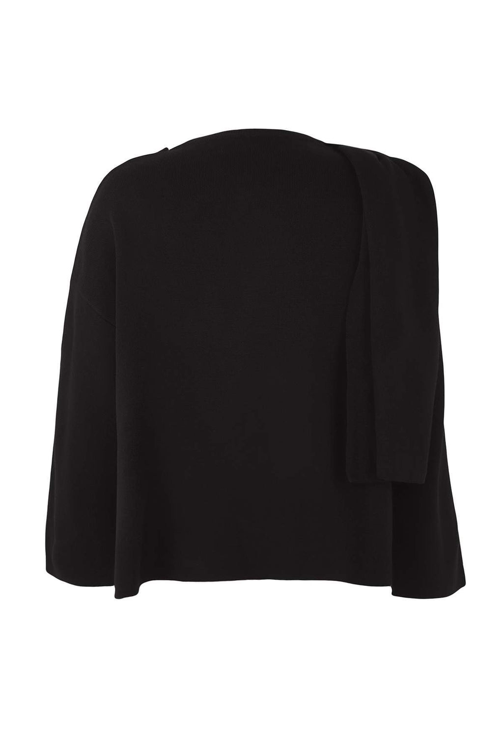 Trendyolmilla Vücut Seçmeyen Siyah Süper Oversize/Geniş Kalıp Şal Detaylı Triko Panço TWOAW26KZ00160