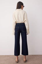 Trendyolmilla Kahverengi Orta Belli ve Beli Detaylı Normal Bel Culotte Jeans TWOAW26JE00045