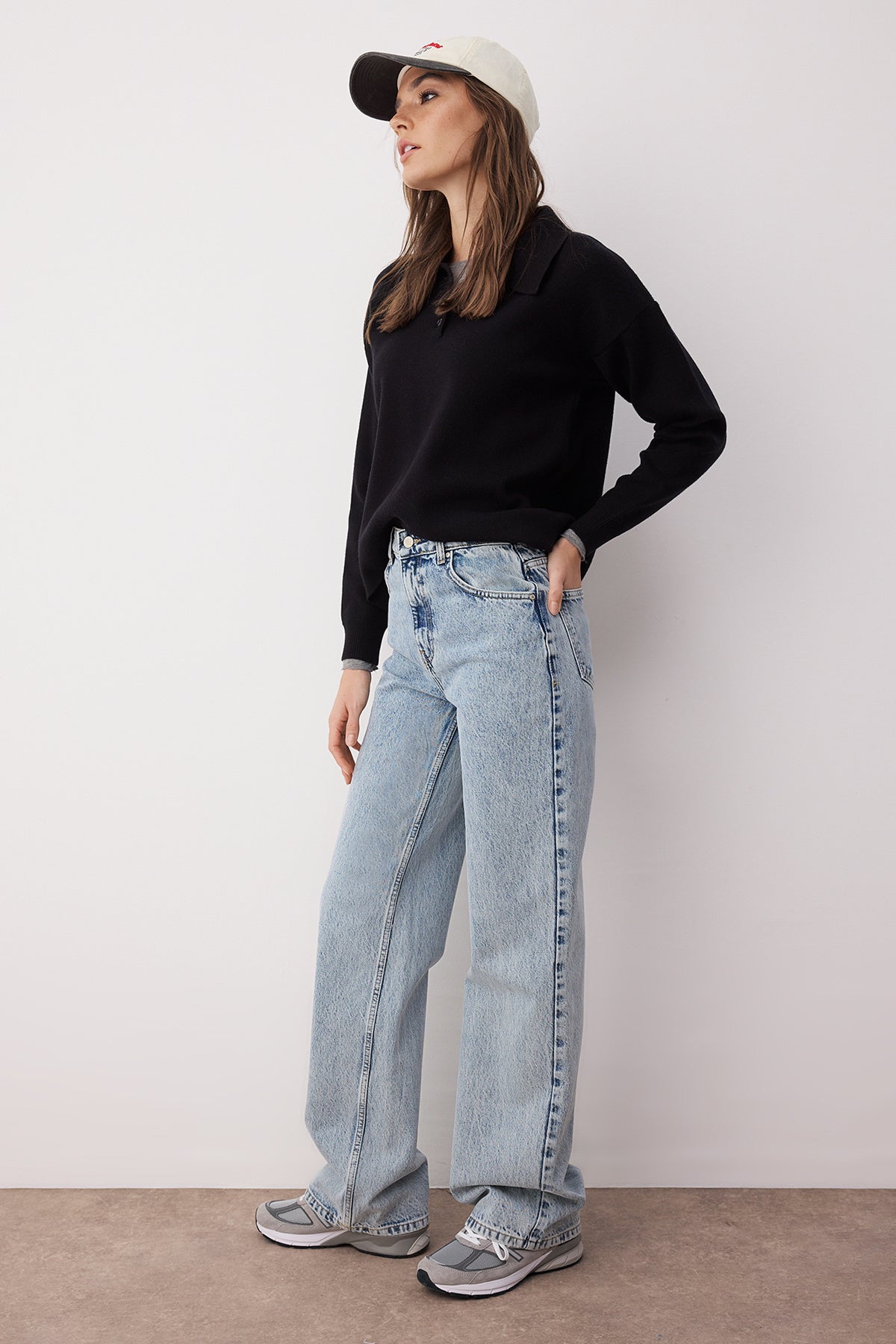 Trendyolmilla Açık Mavi Yüksek Bel Wide Leg Jeans TWOSS25JE00278 Secondary image