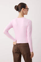 Trendyolmilla Açık Pembe Premium Viskon Bisiklet Yaka Crop Esnek Örme Bluz TWOAW24BZ00116