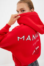 Trendyolmilla Mint Sırt Baskı Detaylı Kapüşonlu Kalın İçi Polarlı Örme Sweatshirt TWOAW22SW0711