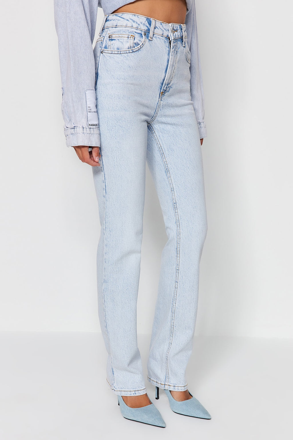 Trendyolmilla Antrasit Yüksek Bel Comfort/Esnek Bootcut Jeans TWOAW23JE00657