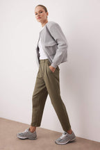 Haki Pilili Beli Lastikli Duble Paça Pantolon TWOAW26PL00125