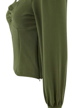 Trendyolmilla Haki Büzgü Detaylı Dokuma Bluz TWOAW23BZ00633 B