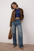 Trendyolmilla Mavi*002 Yüksek Bel Geniş Paça Wide Leg Smoke Jeans TWOAW24JE00075
