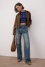 Trendyolmilla Mavi*002 Yüksek Bel Geniş Paça Wide Leg Smoke Jeans TWOAW24JE00075
