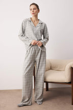 Trendyolmilla Lila-Çok Renkli Pamuklu Kalın/Kışlık Ekoseli Flanel Dokuma Pijama Takımı THMAW26PT00196