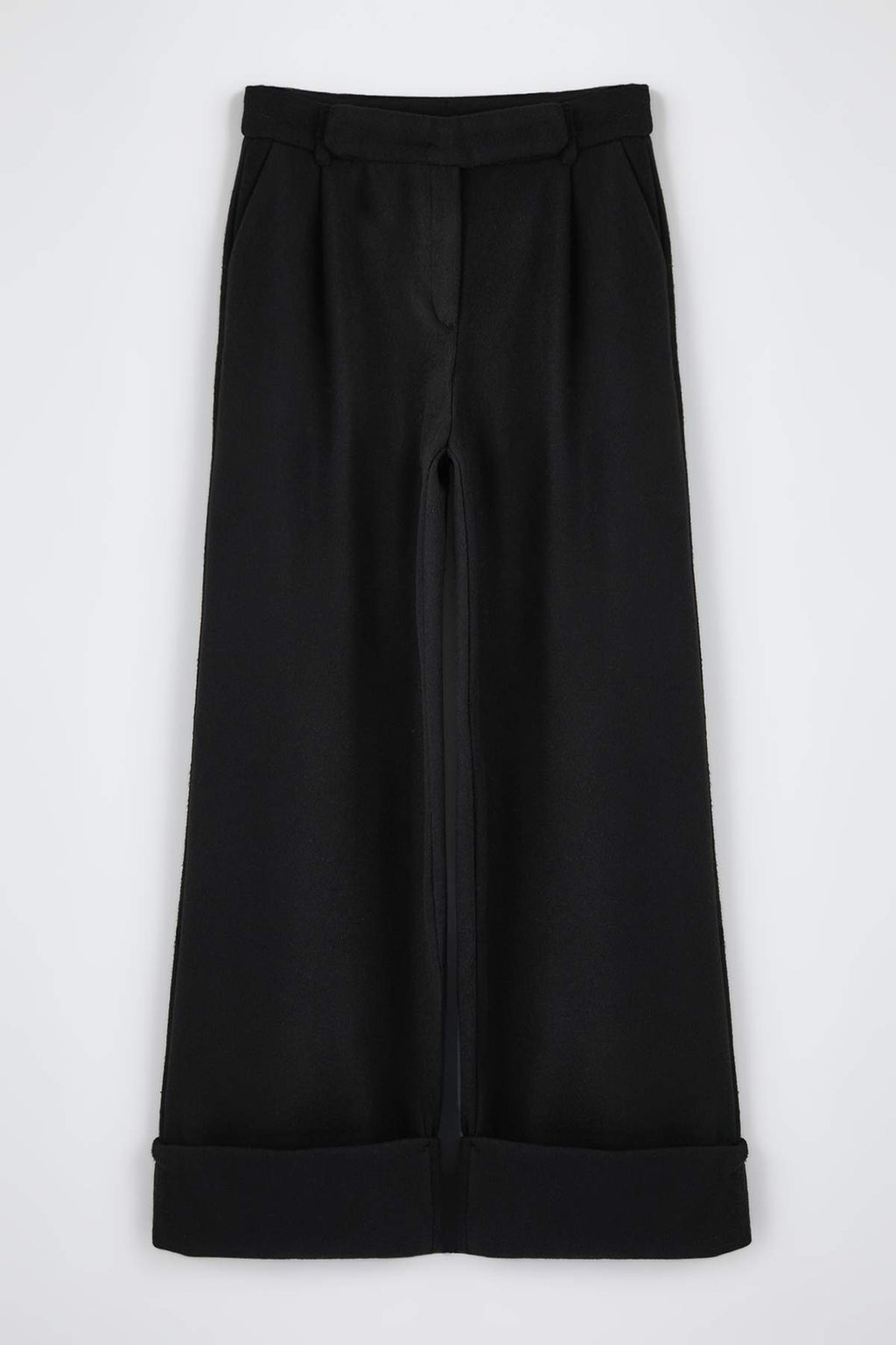 Trendyolmilla Siyah Wide Leg/Geniş Paça Yüksek Bel Dokuma  Pantolon TWOAW23PL00302