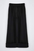 Trendyolmilla Siyah Wide Leg/Geniş Paça Yüksek Bel Dokuma  Pantolon TWOAW23PL00302