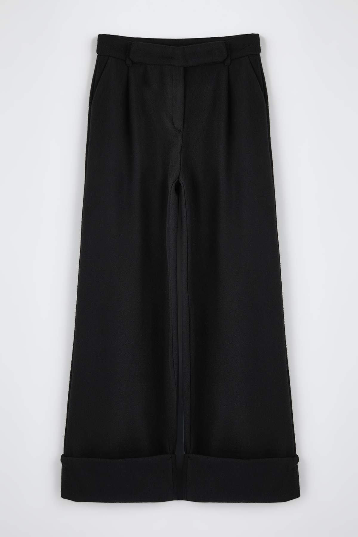 Trendyolmilla Siyah Wide Leg/Geniş Paça Yüksek Bel Dokuma  Pantolon TWOAW23PL00302