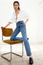 Trendyolmilla Mavi Yüksek Bel Düz Kesim Straight %100 Pamuk Non-Stretch Jeans TWOSS23JE00089