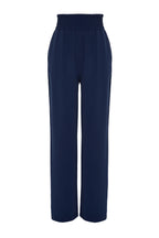 Trendyolmilla Lacivert Wide Leg/Geniş Paça Beli Lastikli Dokuma Pantolon TWOSS22PL00024