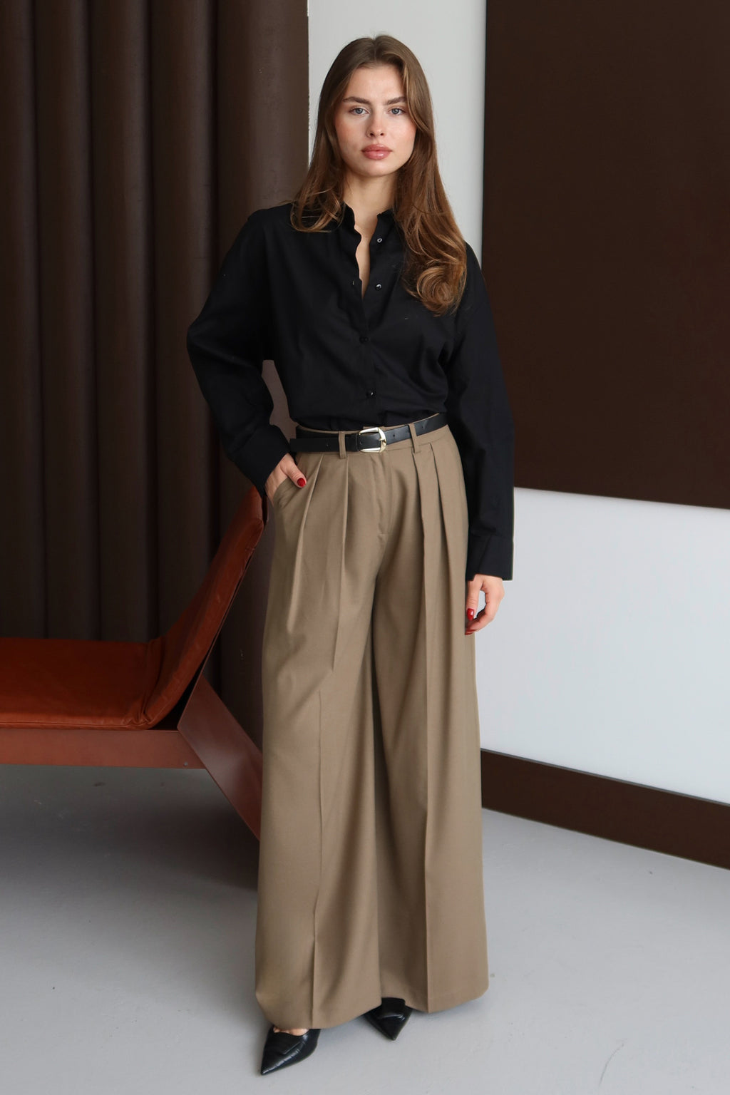 Vizon Kemerli Geniş Paça Pantolon TWOAW26PL00135