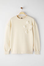 Taş Kalın Şardonsuz Aksesuar Çiçek Detaylı Oversize/Geniş Kesim Örme Sweatshirt TWOAW26SW00004