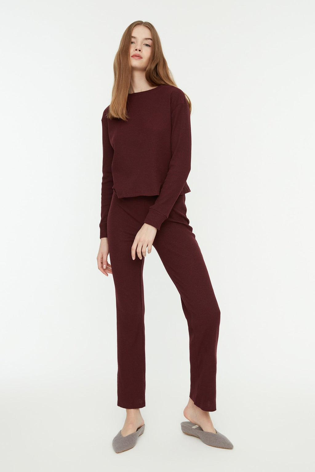 Trendyolmilla Lacivert Fitilli Örme Pijama Takımı THMAW21PT0009