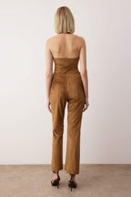 EXCLUSIVE Özel Koleksiyon Kahverengi Flare Bootcut Suni Süet Pantolon TWOAW26PL00117
