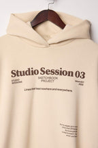 Trendyolmilla Taş Kalın İçi Polarlı Kapüşonlu Slogan Baskılı Boxy Fit Örme Sweatshirt TWOAW26SW00217