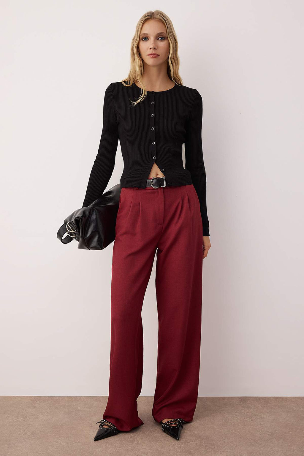 Trendyolmilla Vizon Wide Leg/Geniş Paça Pilili Dokuma Pantolon TWOAW22PL0475