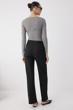Trendyolmilla Wardrobe Essentials Siyah Bağcıklı Kışlık Tuşeli Rahat Kumaş Geniş Paça Pantolon | TWOAW26PL00012