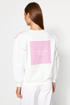 Trendyolmilla Beyaz Baskılı Basic Örme Sweatshirt TWOAW21SW0150