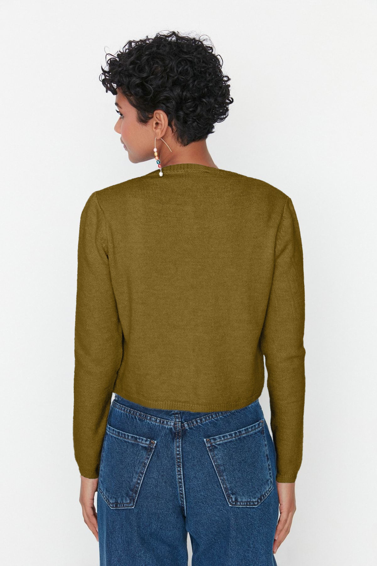 Trendyolmilla Antrasit Crop Yumuşak Dokulu 2'li Bluz-Hırka Triko Takım TWOAW21HI0107