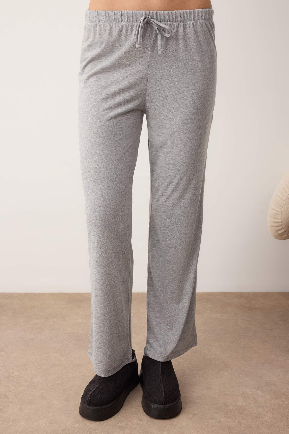 Gri Melanj Pamuklu Örme Pijama Takımı THMAW26PT00227