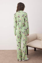 Trendyolmilla Yeşil-Çok Renkli Panda Desenli Örme Pijama Takımı THMAW26PT00049