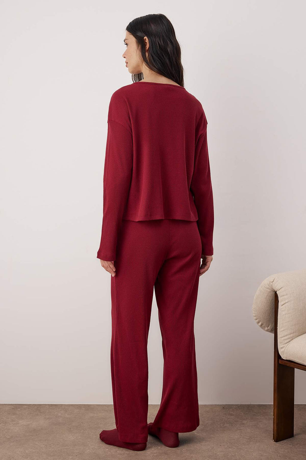Trendyolmilla Bordo Fitilli Örme Pijama Takımı THMAW21PT0684