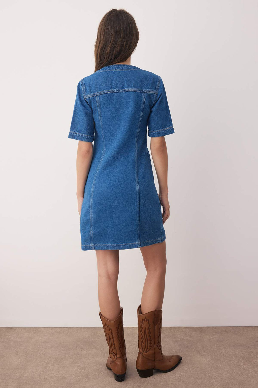Mavi Kuşgözü Bağlama Detaylı Mini Denim Elbise TWOAW26EL00033