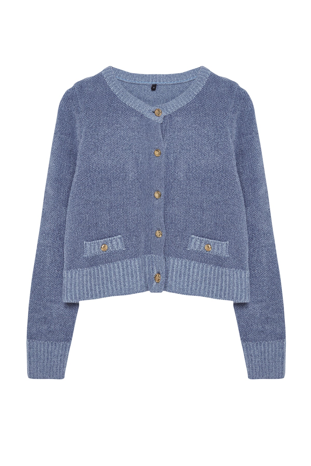 Trendyolmilla Gri Crop Premium İplik/Özel İplik Cep Detaylı Triko Hırka TWOAW24HI00051