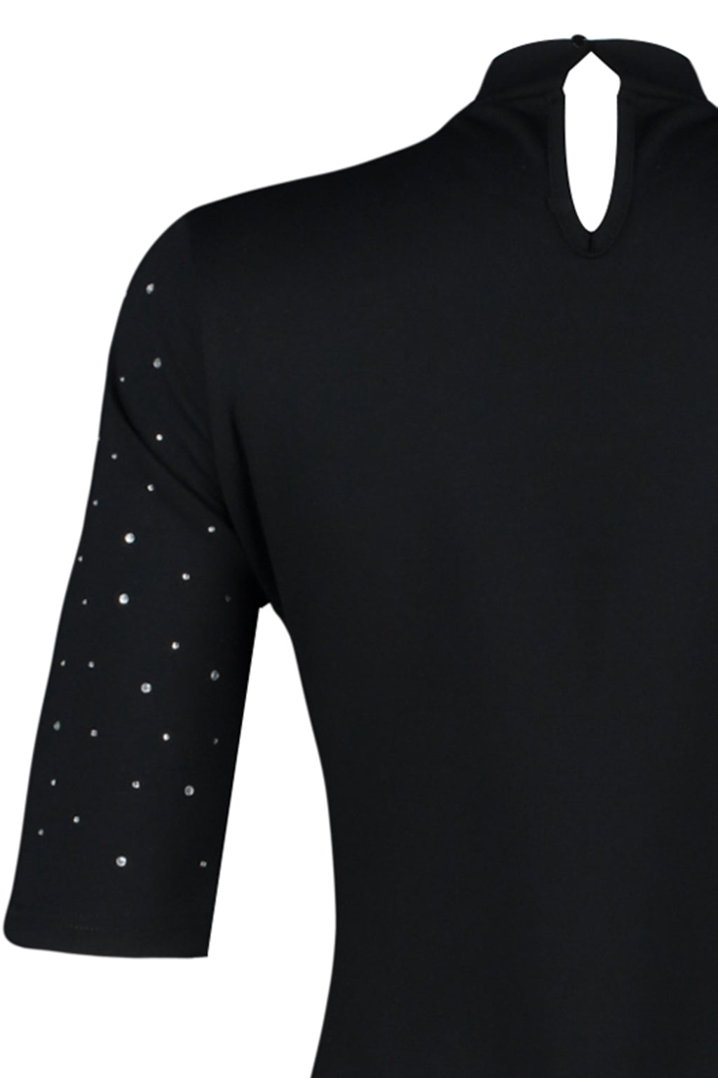 Siyah Taş Detaylı Skater/Belden Açılan Kısa Kollu Mini Örme Kalem Elbise TWOAW24EL00395