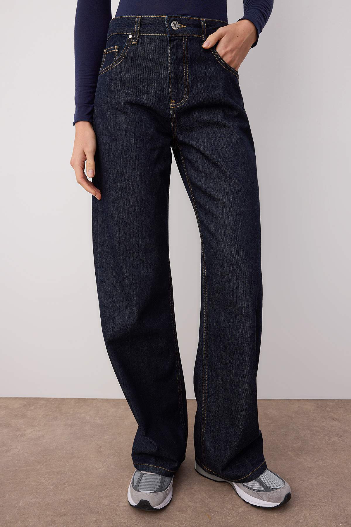 Trendyolmilla Gri  Yüksek Bel Wide Leg Jeans TWOAW26JE00007