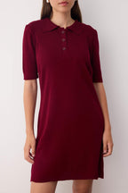 Trendyolmilla Siyah Renk Bloklu Kısa / Mini Polo Yaka Triko Elbise TWOAW26EL00105