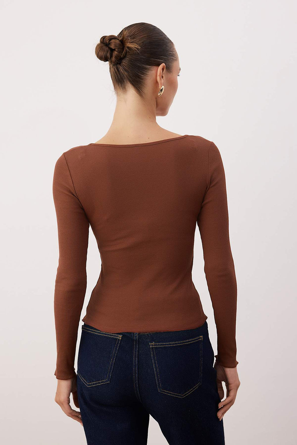 Trendyolmilla Bordo-Taş 2'li Paket V Yaka Fitted/Vücuda Oturan Pamuklu Esnek Örme Bluz TWOAW24BZ00068